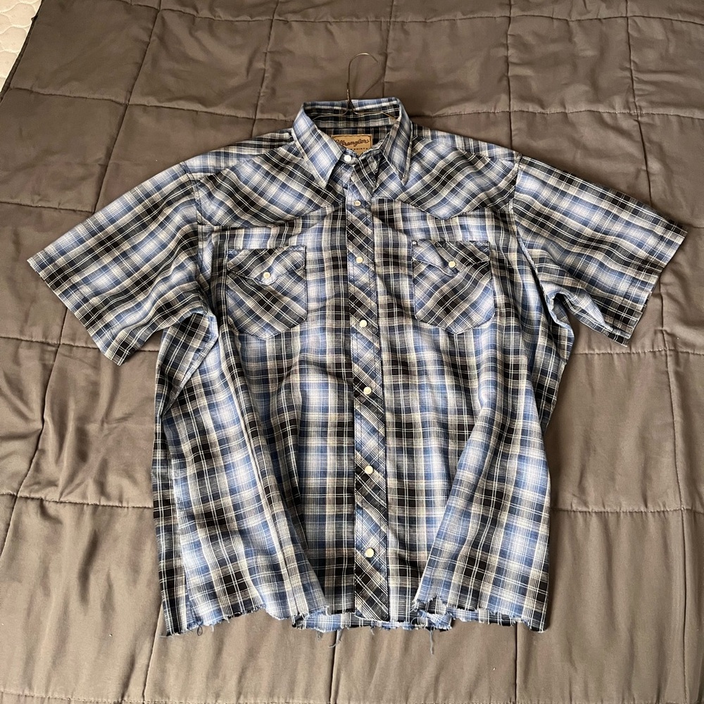 Blue and black button up